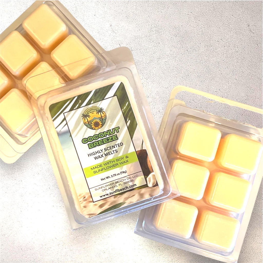 Scented Wax Melts,  - Coconut Breeze - Soy & Sunflower Wax - Handmade Wax Tarts
