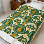 Velveteen Plush Blanket, Pineapple Beach Decor, Summer Throw, Tropical Home Decor, Cozy Bedding, Housewarming Gift