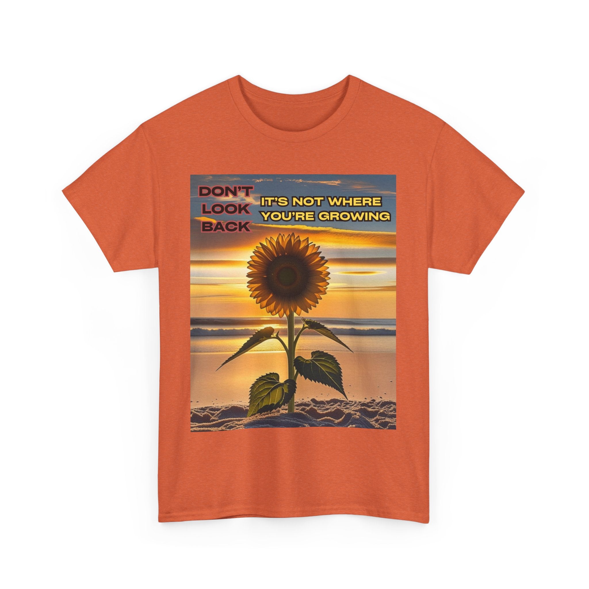 Inspirational Sunflower Tshirt, Focus On Your Growth Tee, Positive Vibes Shirt, Motivational Flower Top, Unisex Graphic Tee