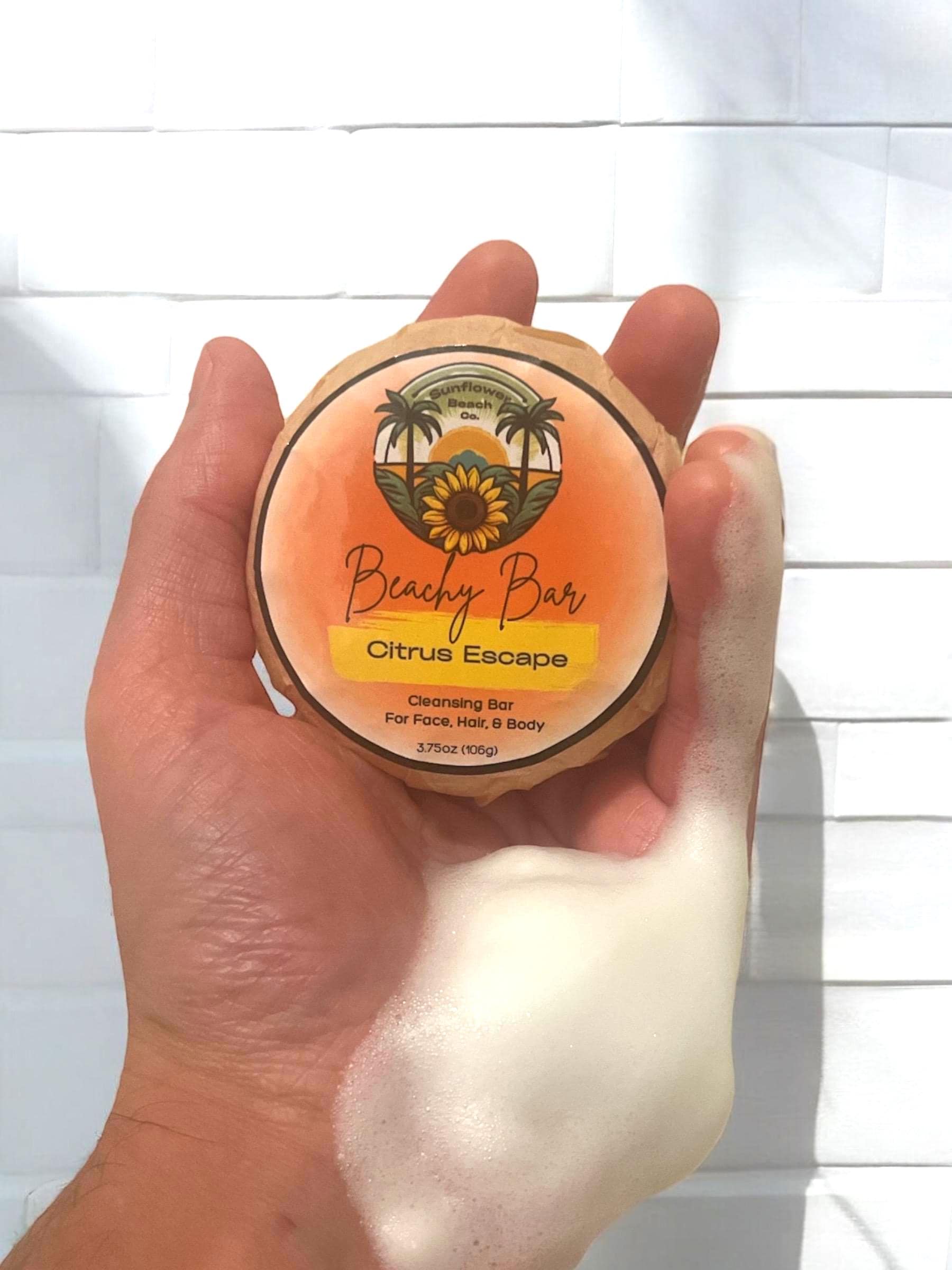 Handmade Soap - Citrus Escape, 3 in 1 - Face, Hair, Body - Beachy Bar Soap