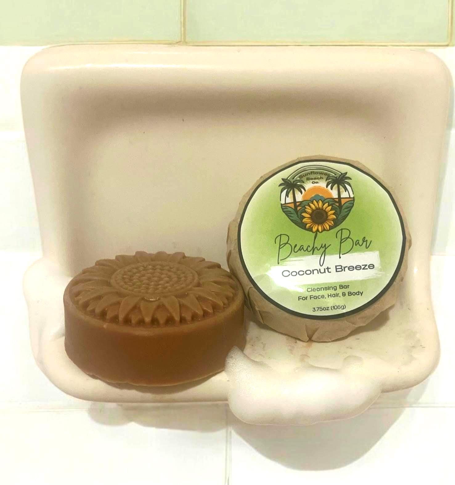 Homemade Soap - Coconut Breeze - 3 in 1 - Face, Hair, Body Wash - Beachy Bar