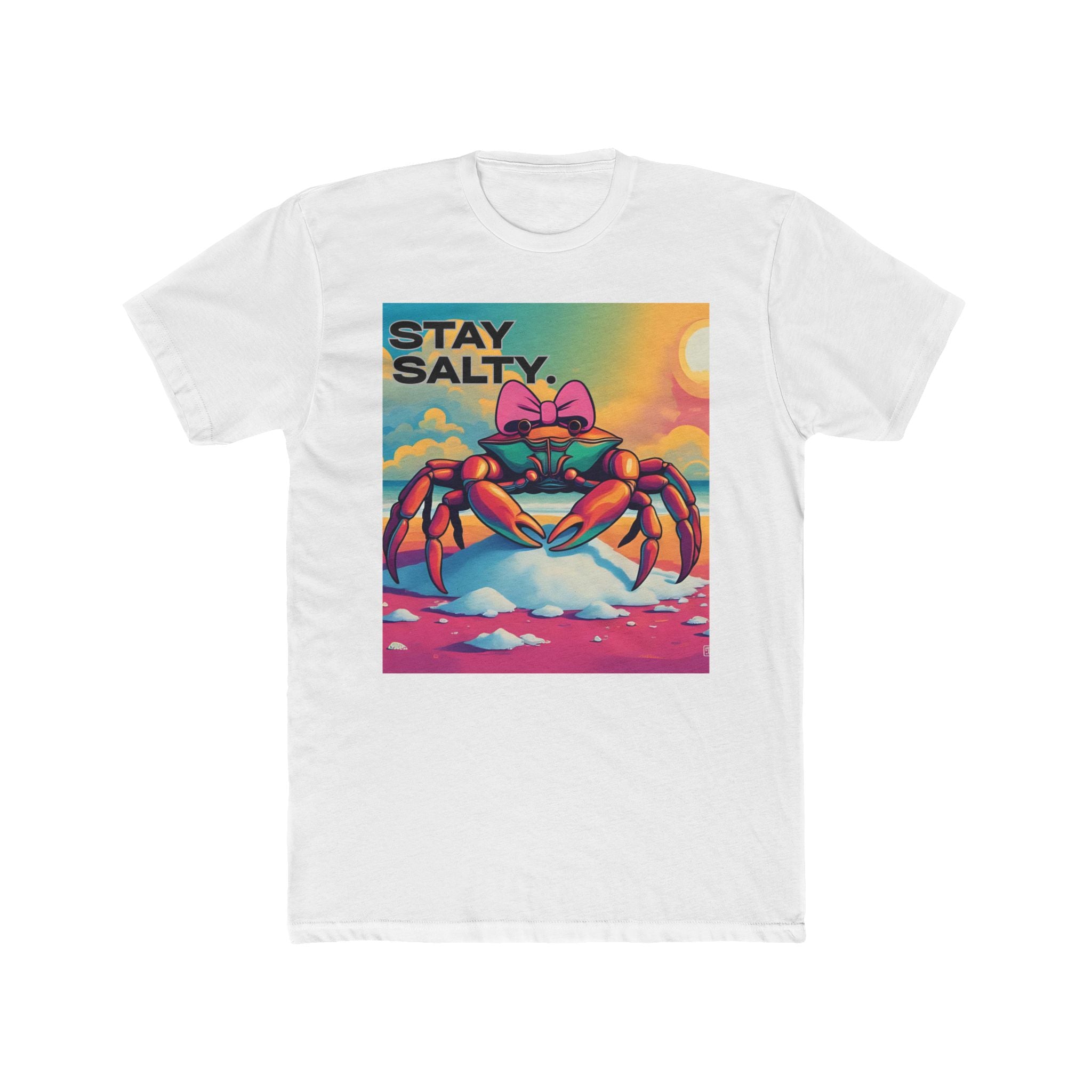 Funny Beach Tshirt Stay Salty Unisex Cotton Crew Tee, Crab Graphic Tee, Summer Vacation Tee, Beach Lover Gift, Coastal Tee