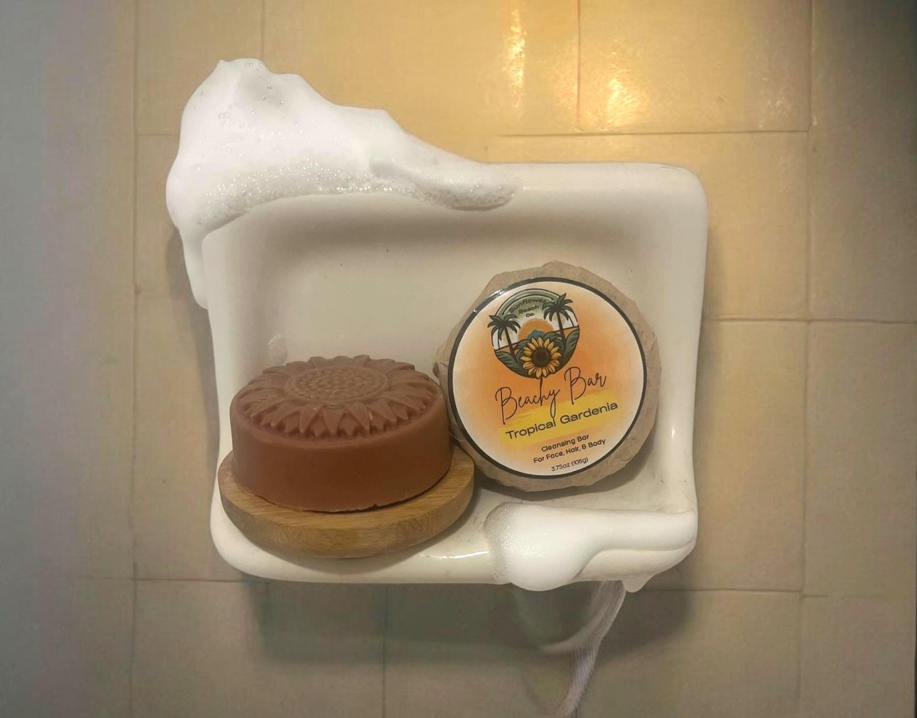Handmade Soap - Tropical Gardenia - 3 in 1 - Face, Hair, Body Cleanser - Shampoo Bar