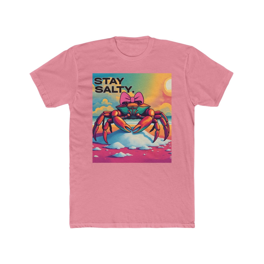 Funny Beach Tshirt Stay Salty Unisex Cotton Crew Tee, Crab Graphic Tee, Summer Vacation Tee, Beach Lover Gift, Coastal Tee
