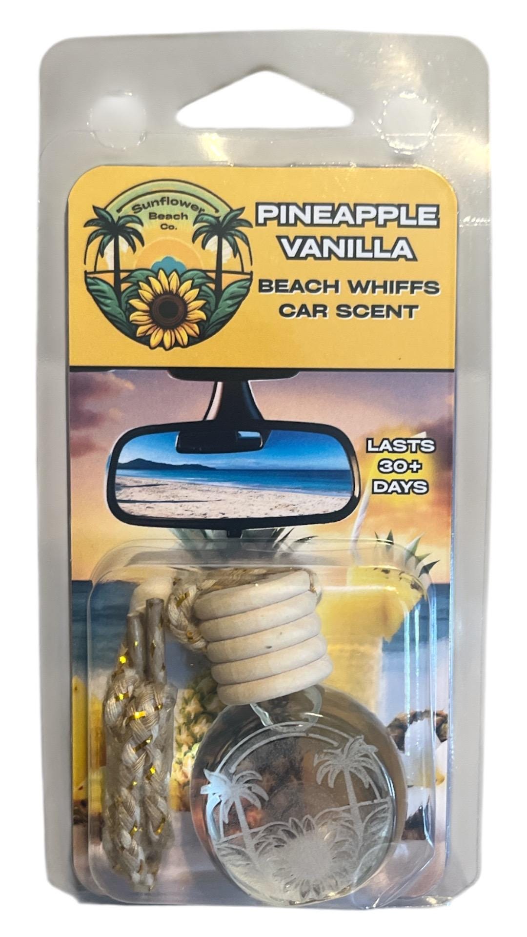 Car Air Freshener - Pineapple Vanilla - Beach Whiffs™ Hanging Car Diffuser