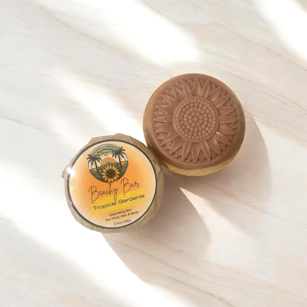 Handmade Soap - Tropical Gardenia - 3 in 1 - Face, Hair, Body Cleanser - Shampoo Bar