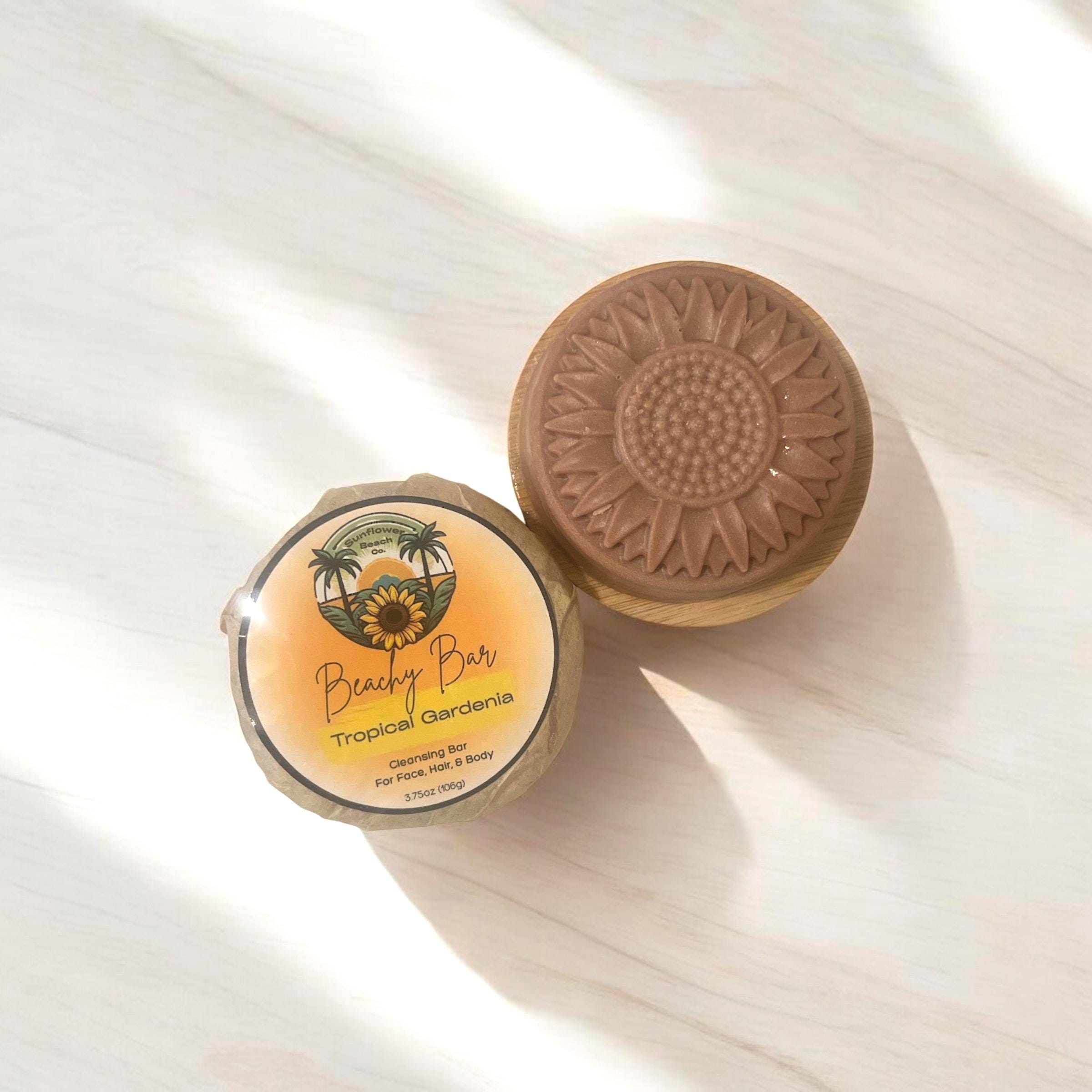 Handmade Soap - Tropical Gardenia - 3 in 1 - Face, Hair, Body Cleanser - Shampoo Bar