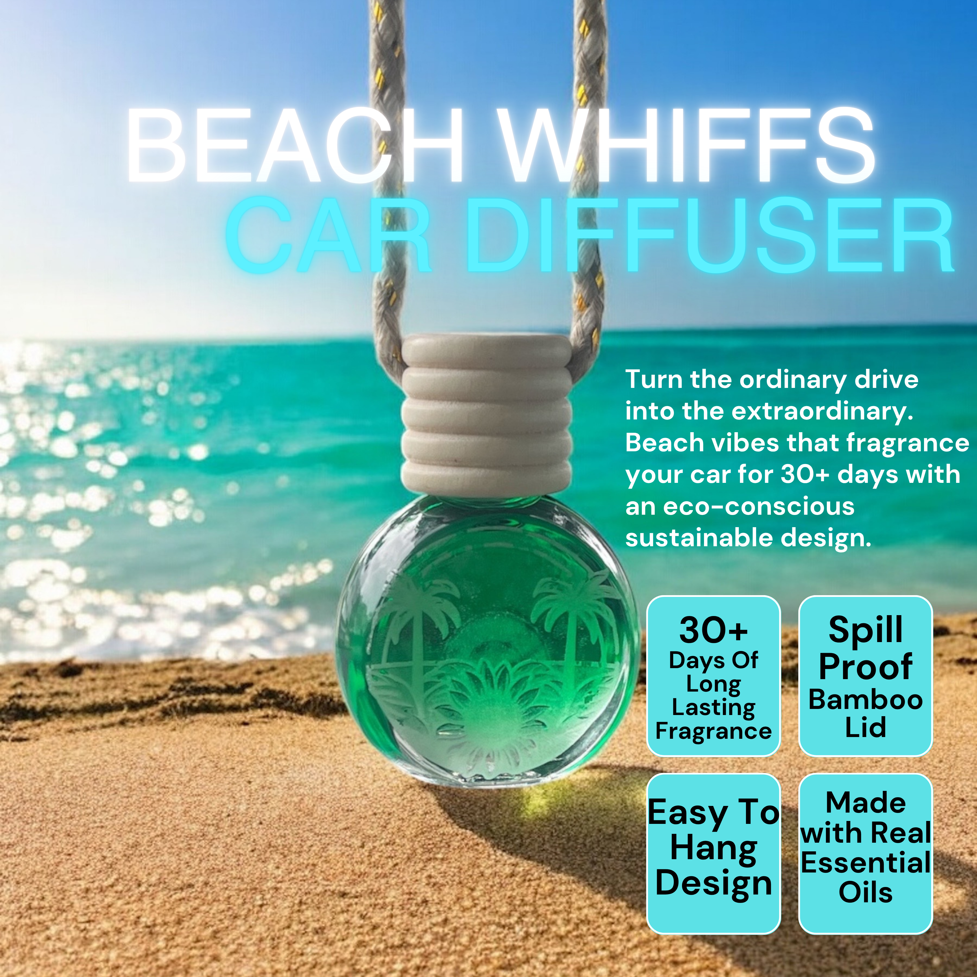 Car Air Freshener - Florida Pine - Beach Whiffs™ Hanging Car Diffuser