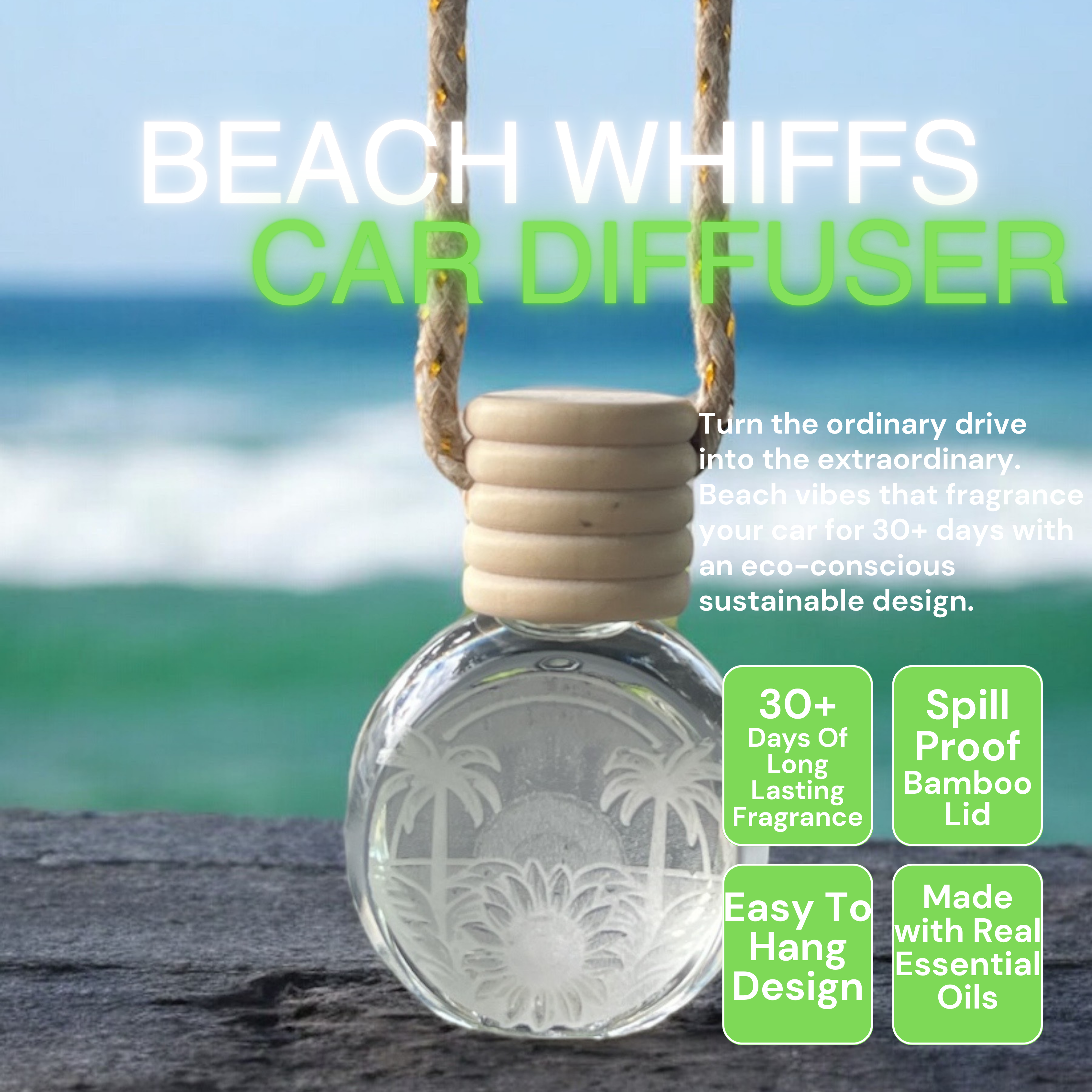 Car Air Freshener - Coconut Breeze - Beach Whiffs™