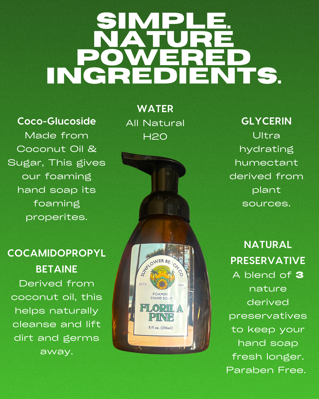 Florida Pine - Foaming Hand Soap- Natural Homemade Recipe With Essential Oils