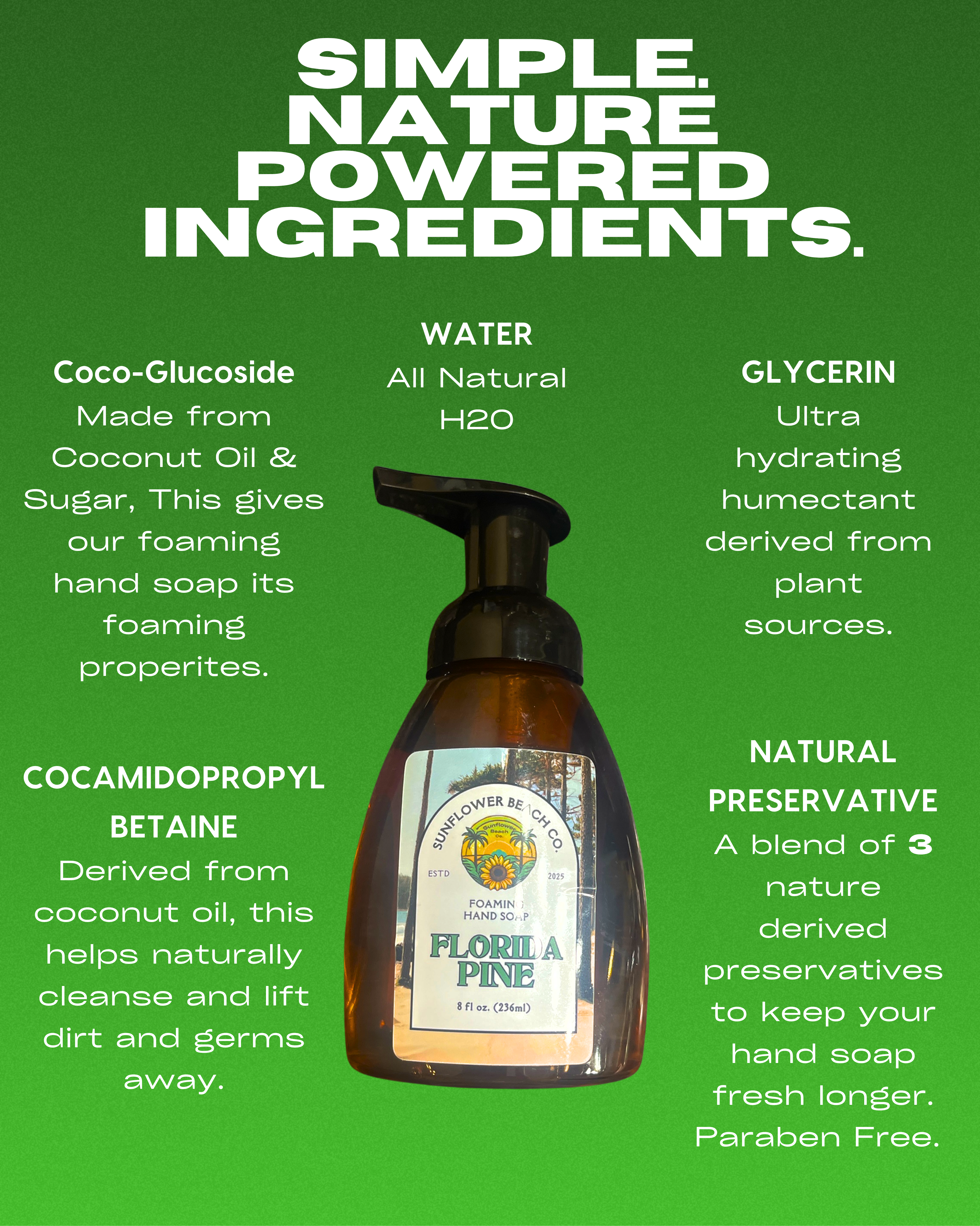 Florida Pine - Foaming Hand Soap- Natural Homemade Recipe With Essential Oils