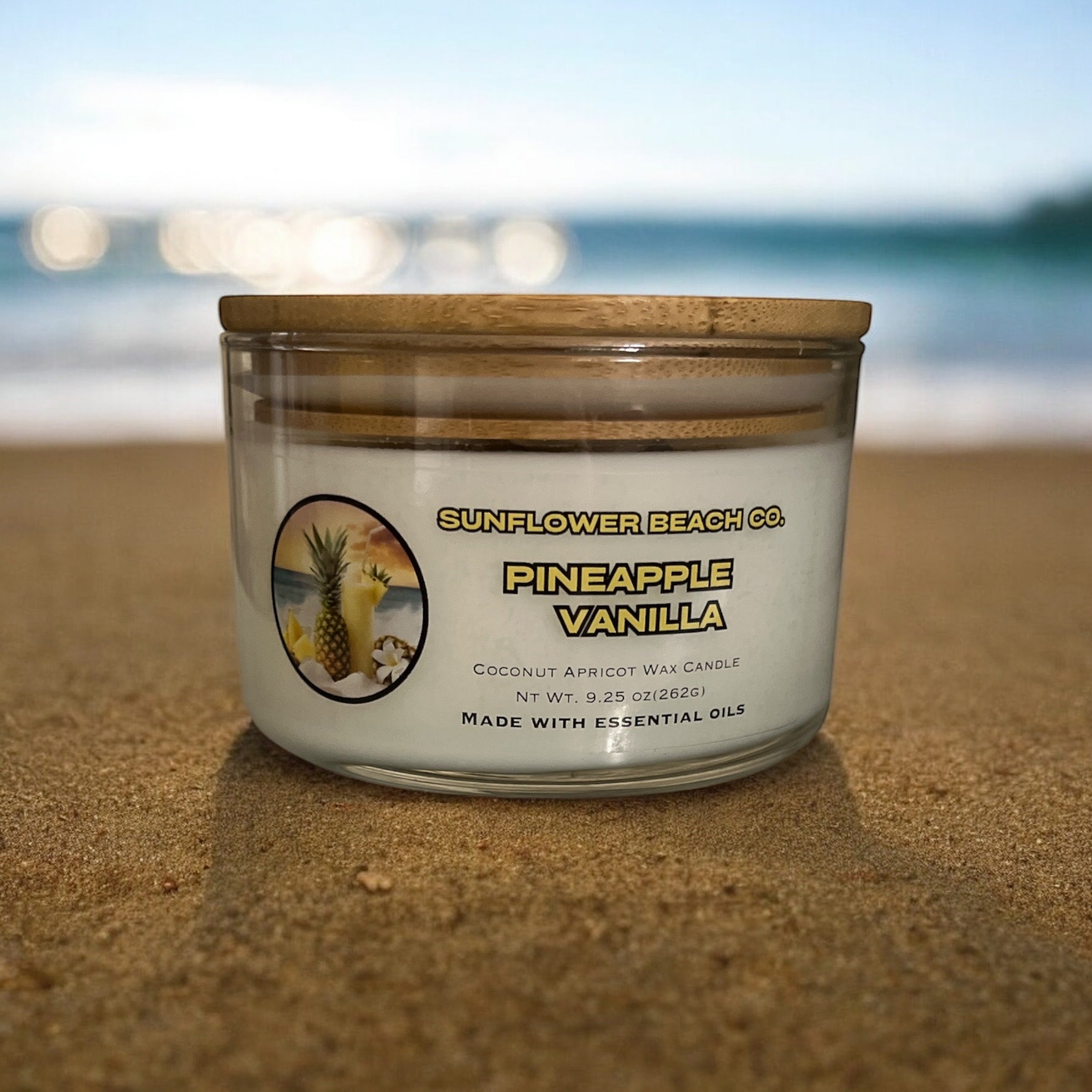 Pineapple Vanilla Luxury 3 Wick Candle - Tropical Candle, Strong Fragrance Throw