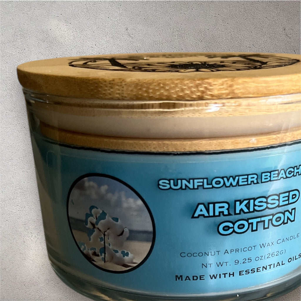 Air Kissed Cotton 3 Wick Candle - Handmade Beach Candle