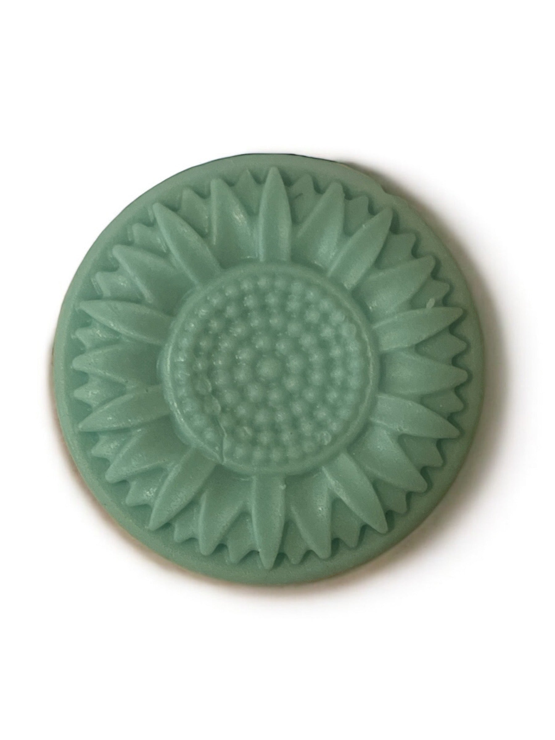 Handmade Green Soap in the Shape of a Sunflower