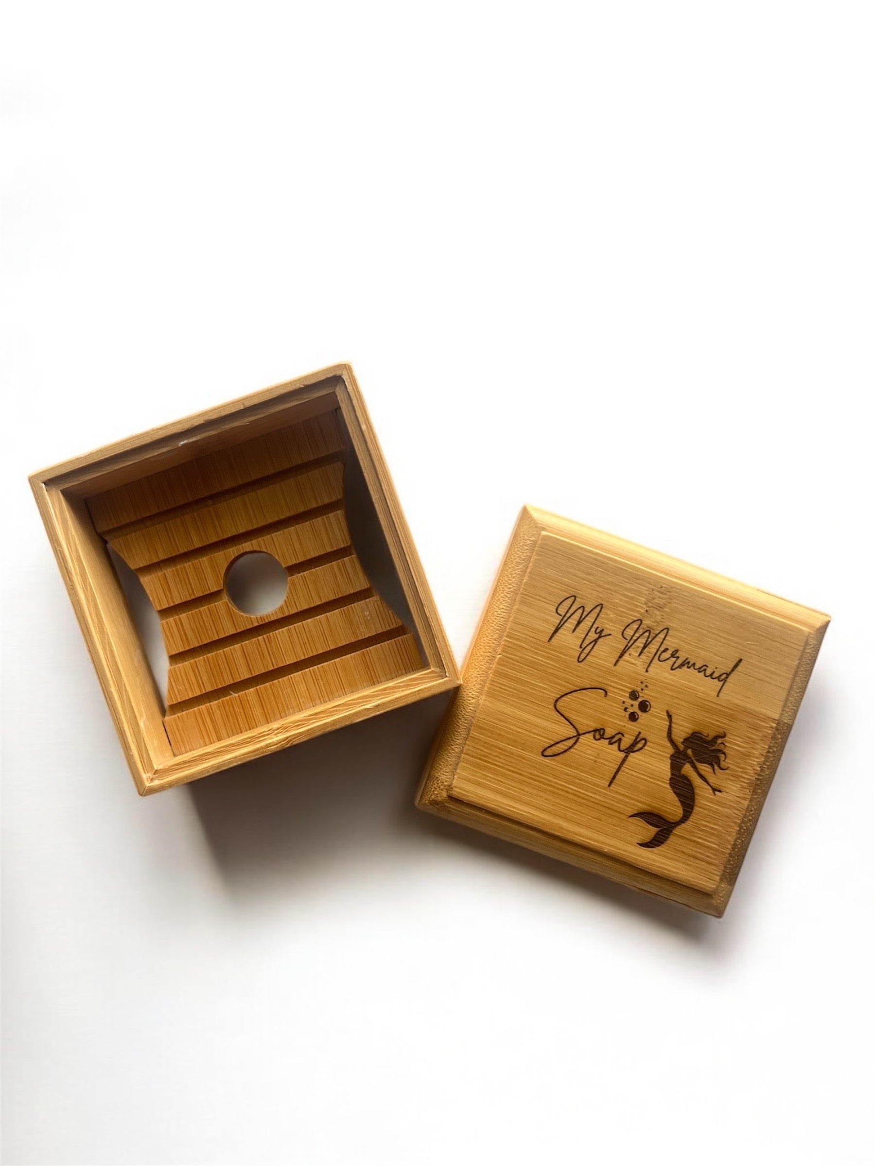 Mermaid Soap Saver Box l Handmade Bamboo Soap Dish l Bathroom Accessories