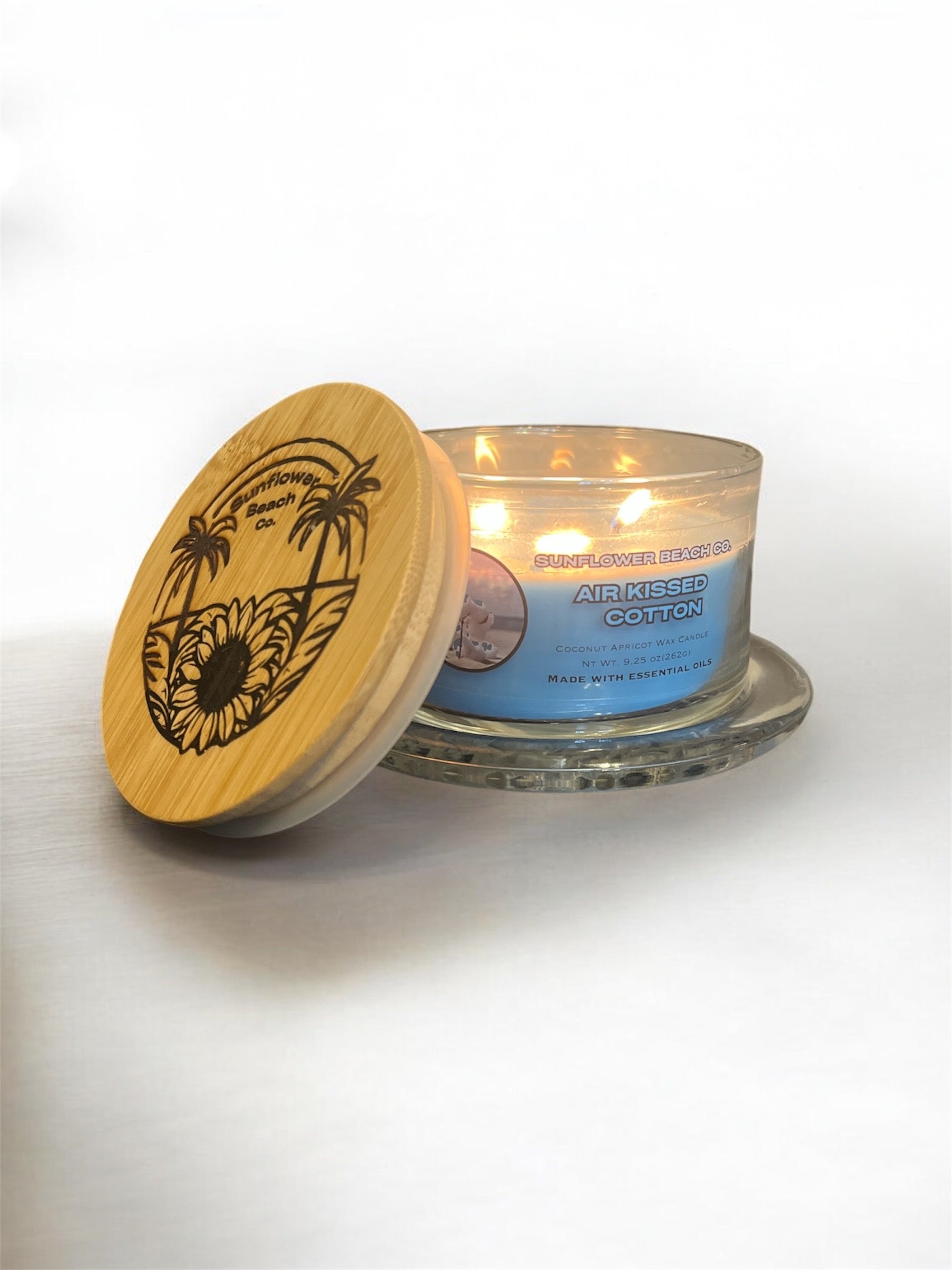 Air Kissed Cotton 3 Wick Candle - Handmade Beach Candle