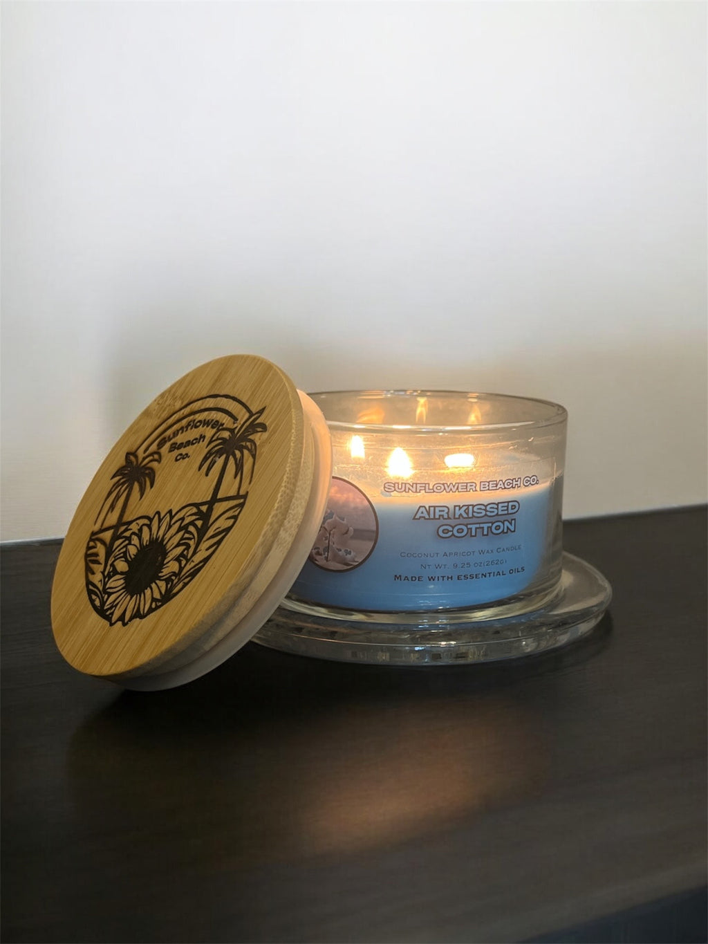 Air Kissed Cotton 3 Wick Candle - Handmade Beach Candle
