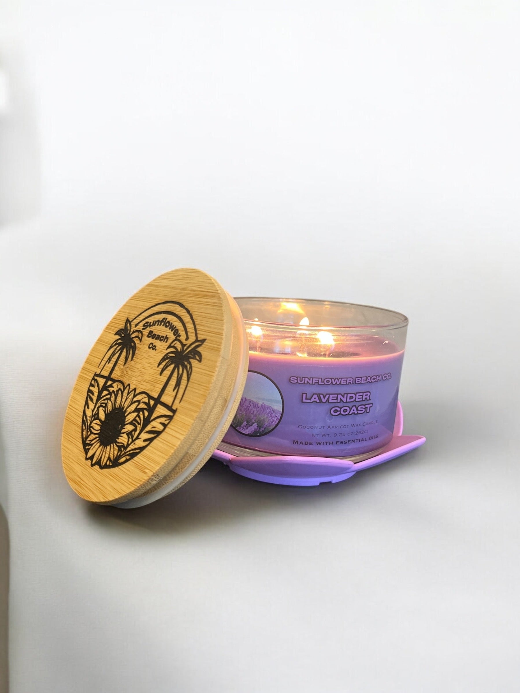 Lavender Coast 3 Wick Candle Made with Real Essential Oils