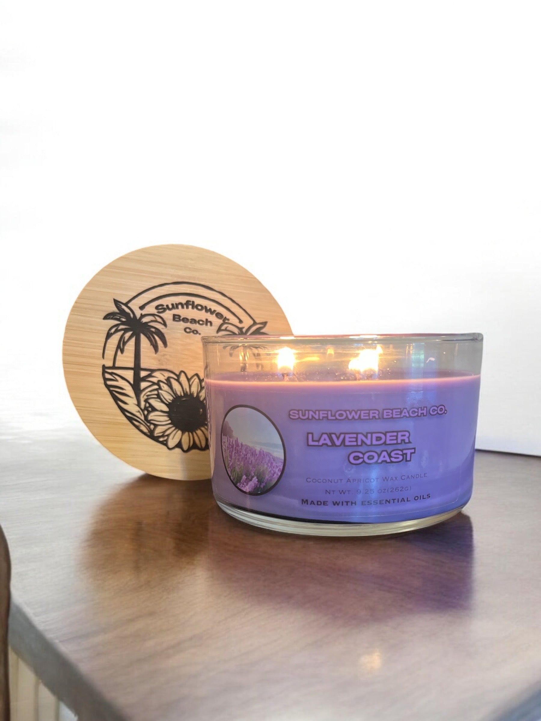 Lavender Coast 3 Wick Candle Made with Real Essential Oils