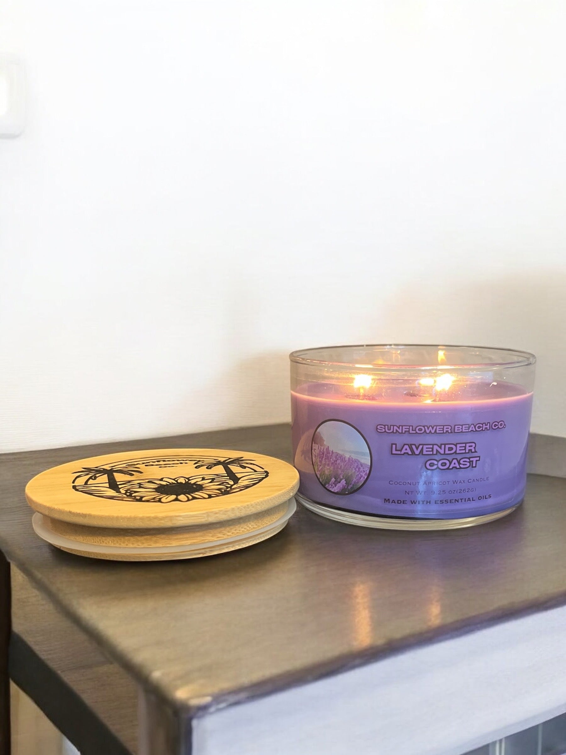 Lavender Coast 3 Wick Candle Made with Real Essential Oils