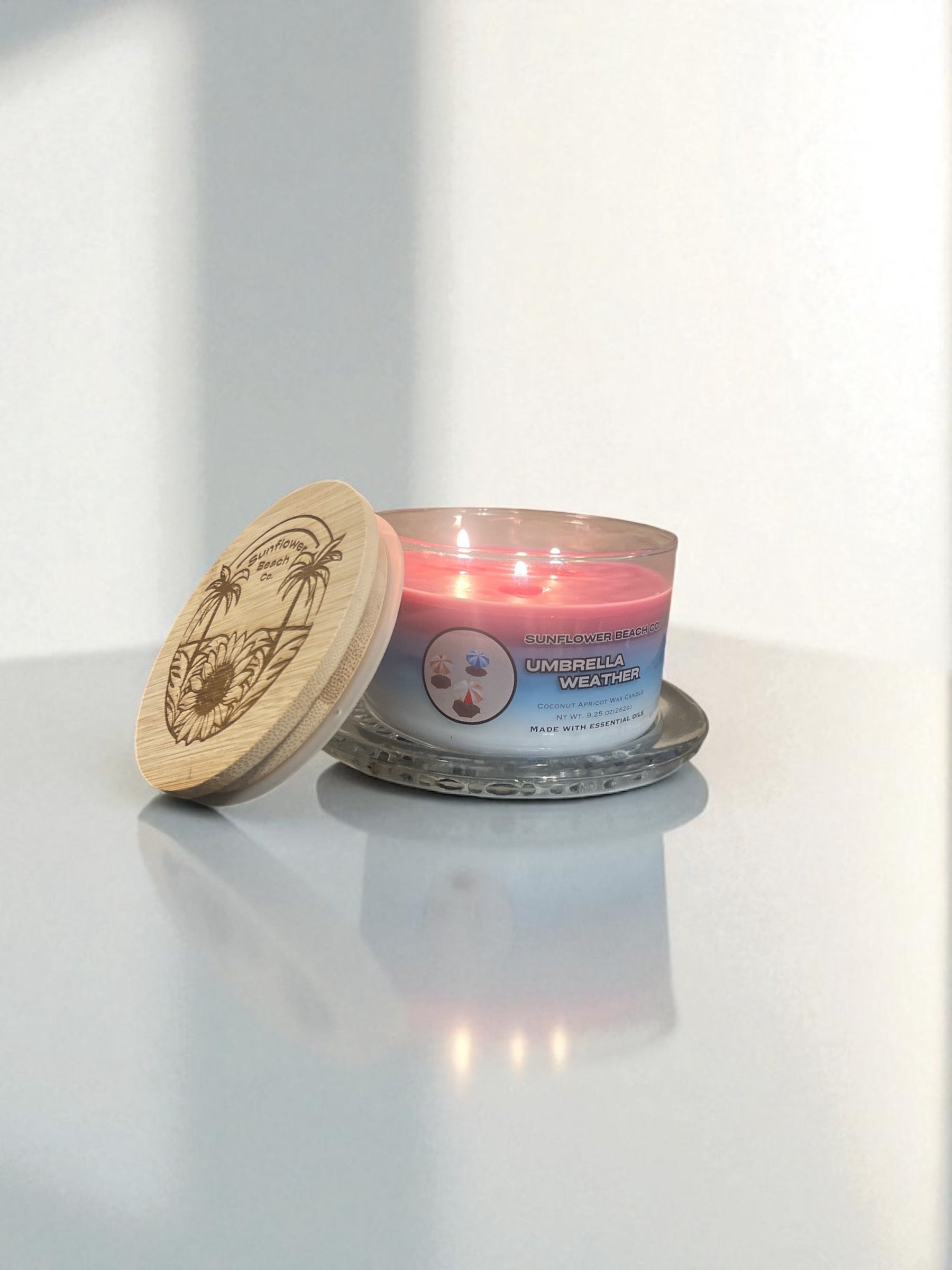 Umbrella Weather 3 Wick Candle - Fresh, Sunscreen Scented Candle , Handmade Candle