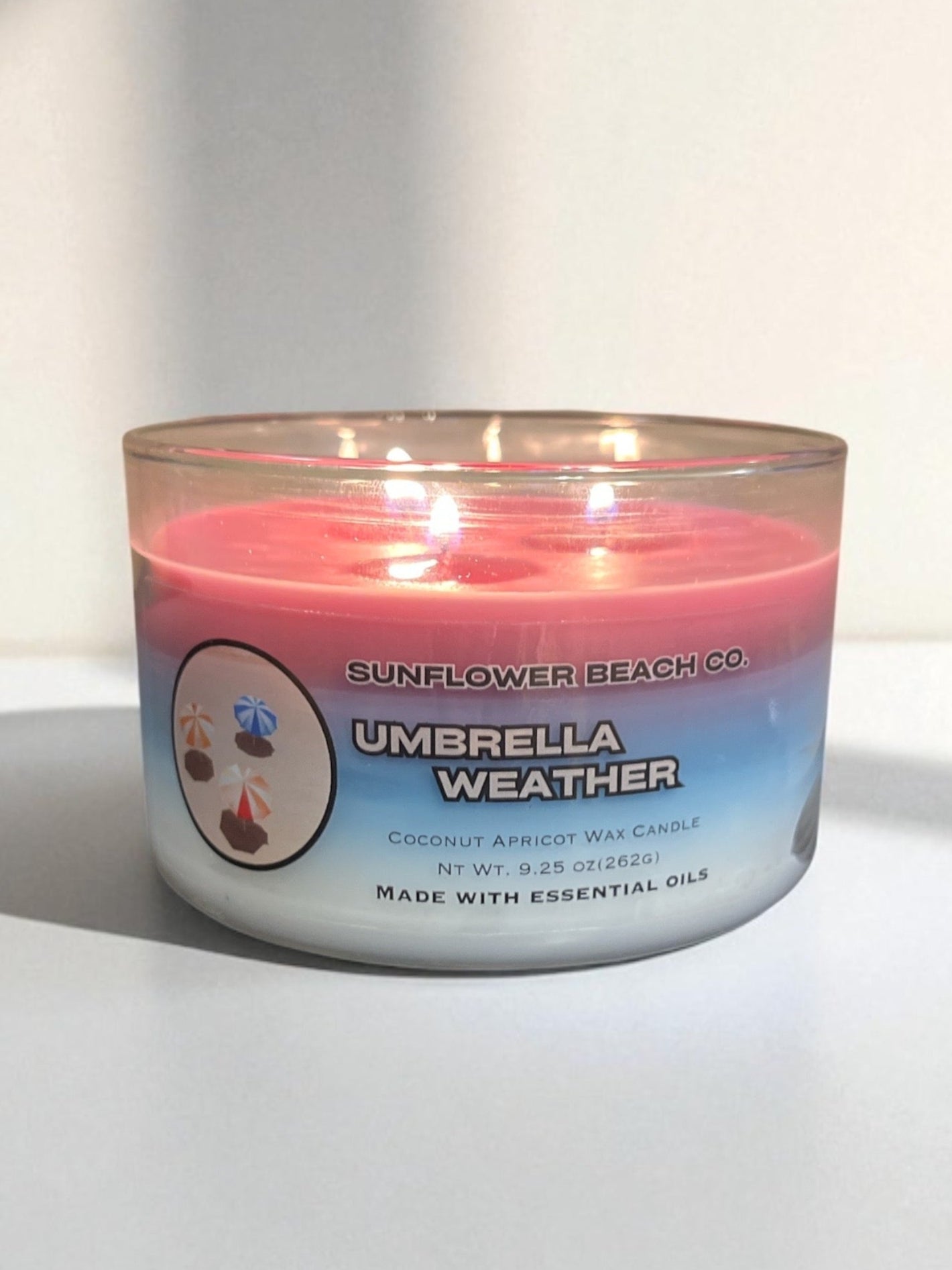 Umbrella Weather 3 Wick Candle - Fresh, Sunscreen Scented Candle , Handmade Candle