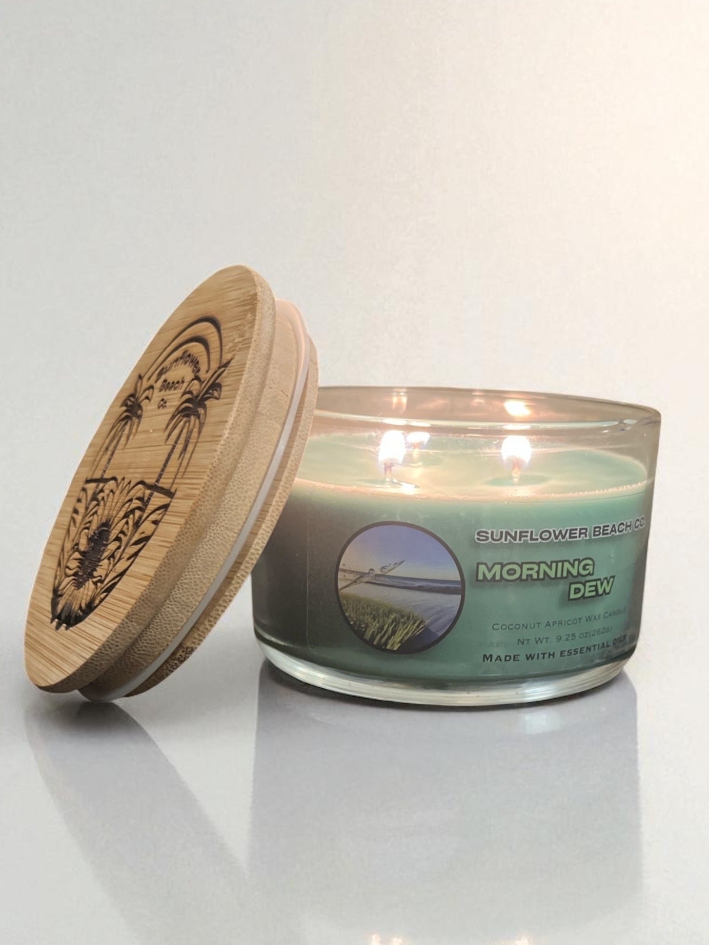 Morning Dew 3 Wick Candle - Fresh, Grassy Scent - Handmade Candle