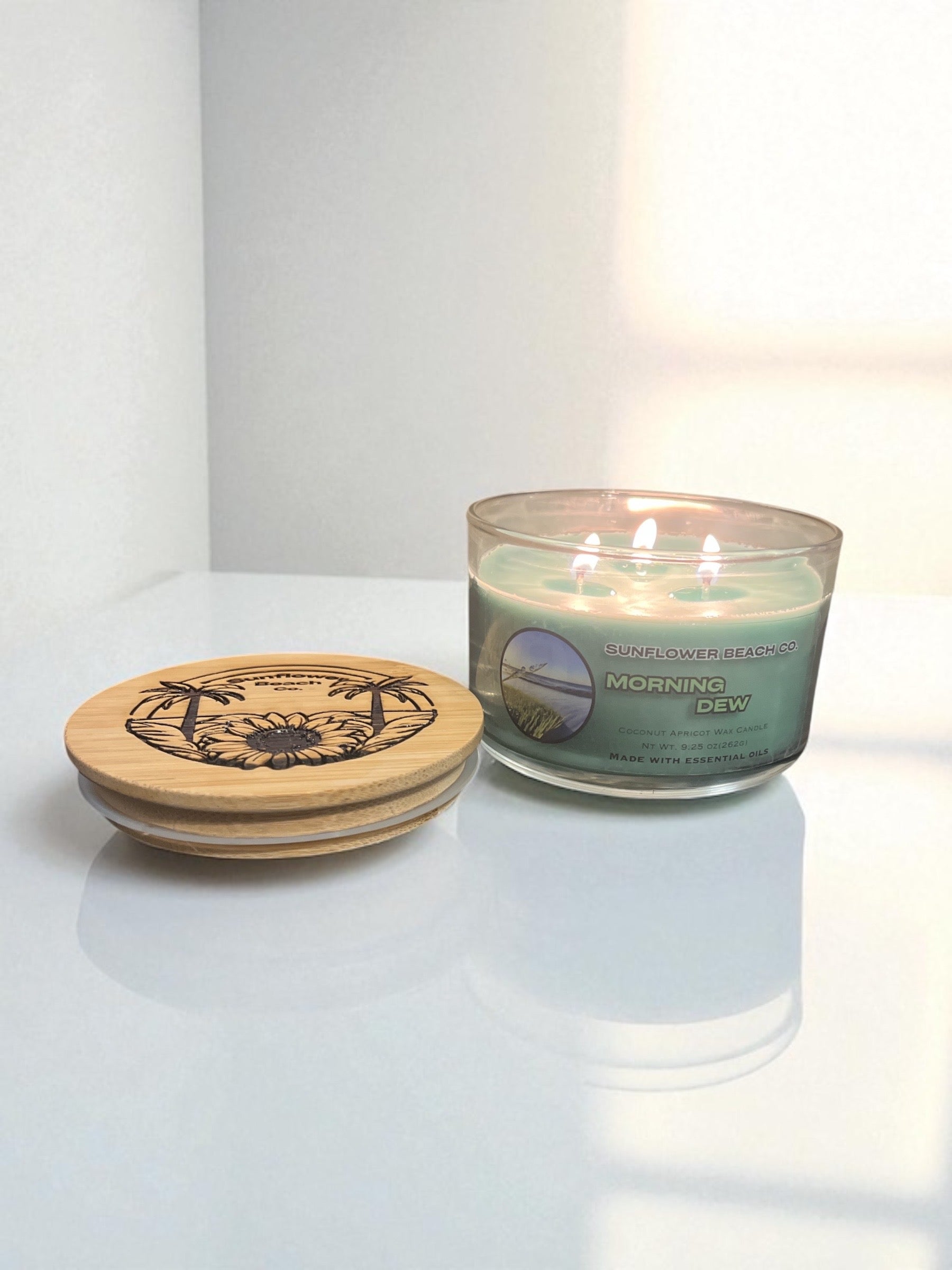 Morning Dew 3 Wick Candle - Fresh, Grassy Scent - Handmade Candle