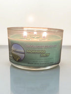 Morning Dew 3 Wick Candle - Fresh, Grassy Scent - Handmade Candle