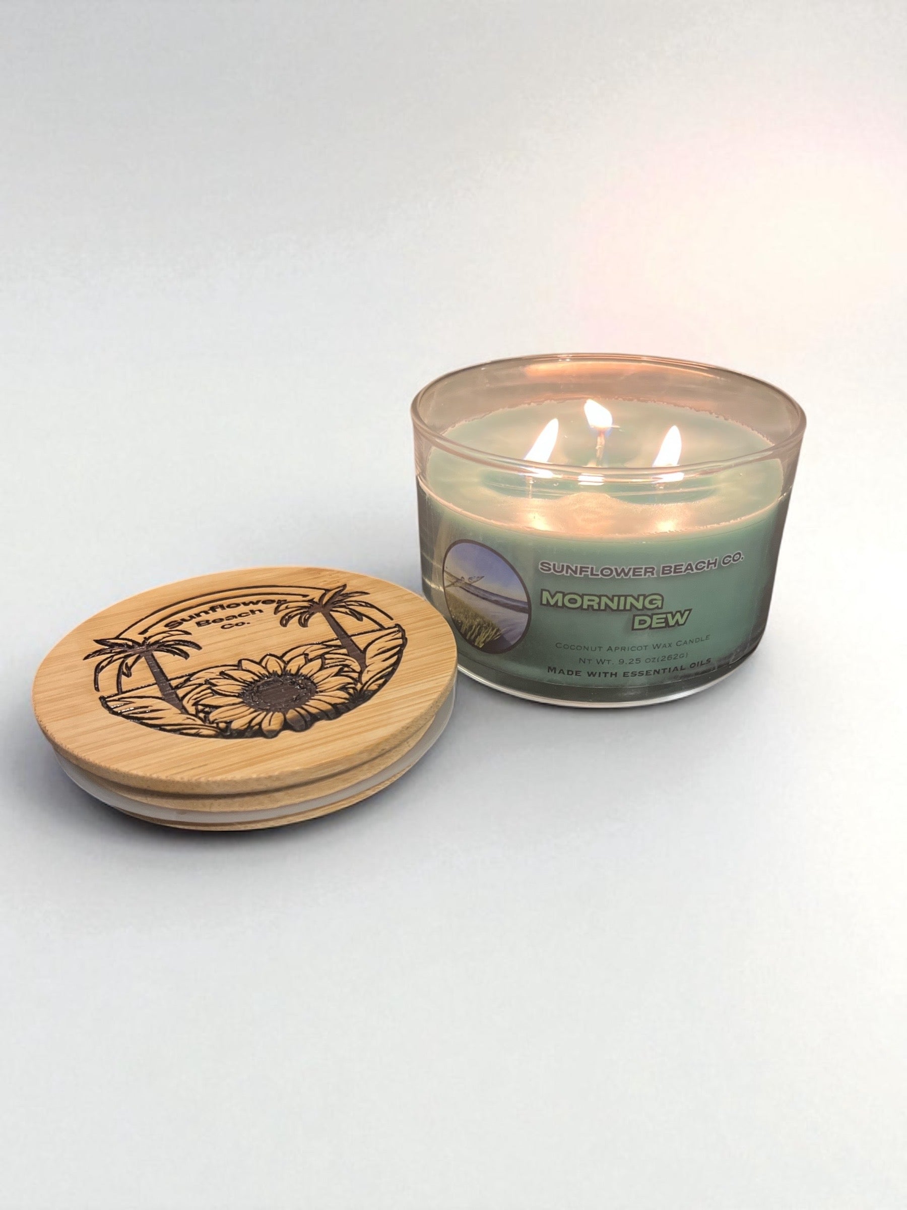 Morning Dew 3 Wick Candle - Fresh, Grassy Scent - Handmade Candle