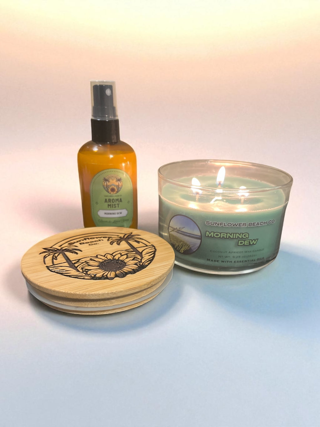 Morning Dew 3 Wick Candle - Fresh, Grassy Scent - Handmade Candle