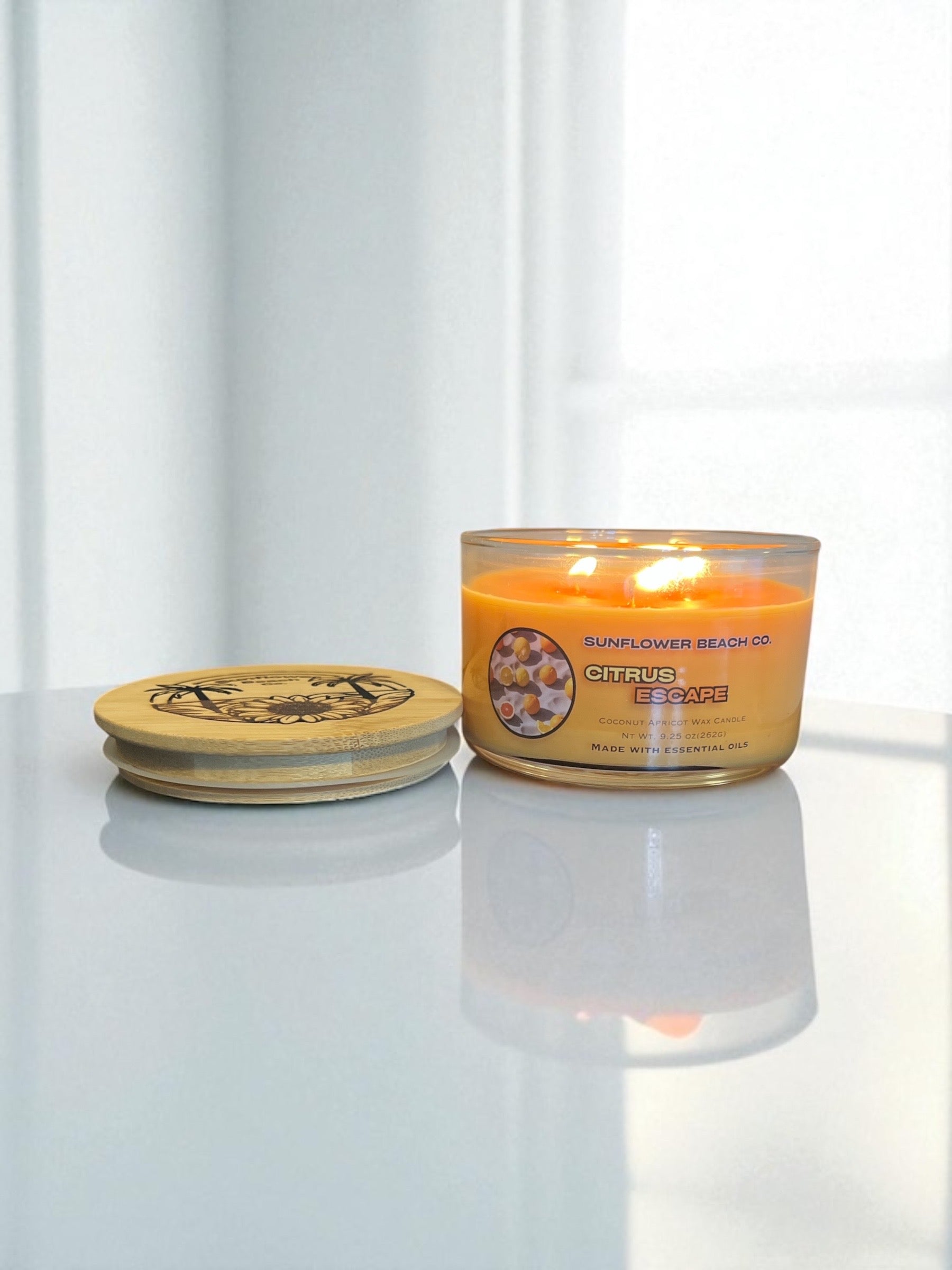 Citrus Escape 3 Wick Candle - Fresh, Citrus Scented Candle , Handmade Candle