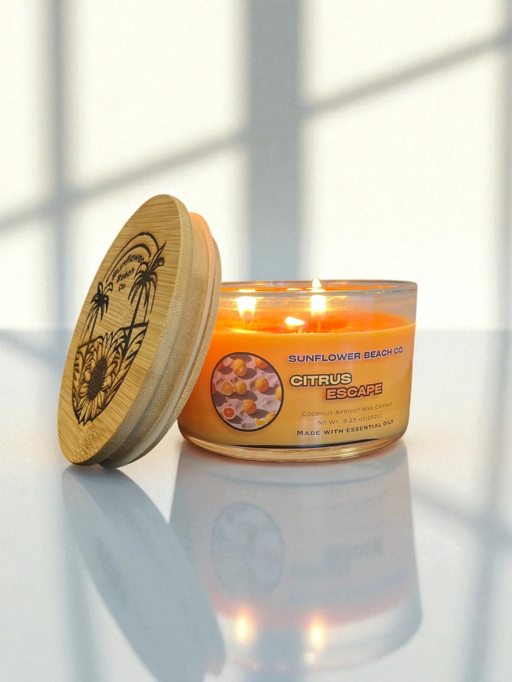 Citrus Escape 3 Wick Candle - Fresh, Citrus Scented Candle , Handmade Candle