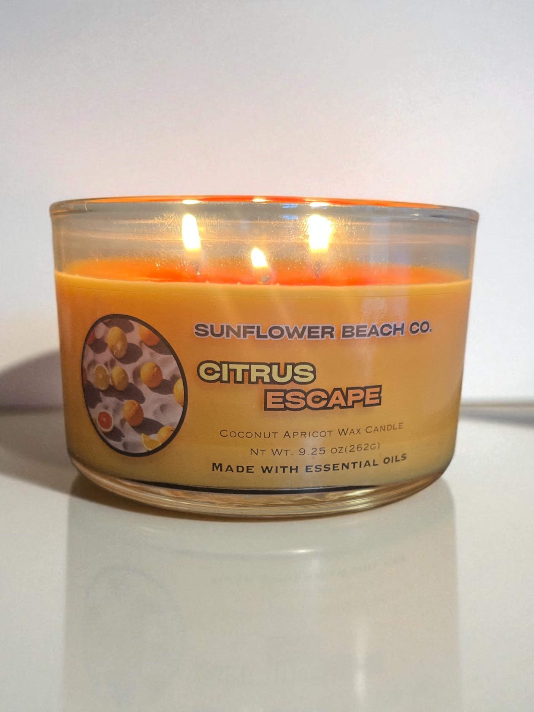 Citrus Escape 3 Wick Candle - Fresh, Citrus Scented Candle , Handmade Candle