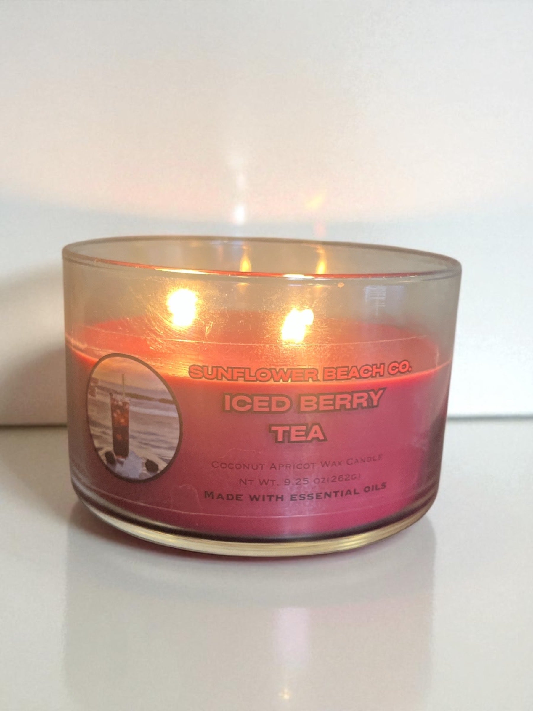 Iced Berry Tea 3 Wick Candle - Fresh, Fruity Scent For Summer- Handmade Candle