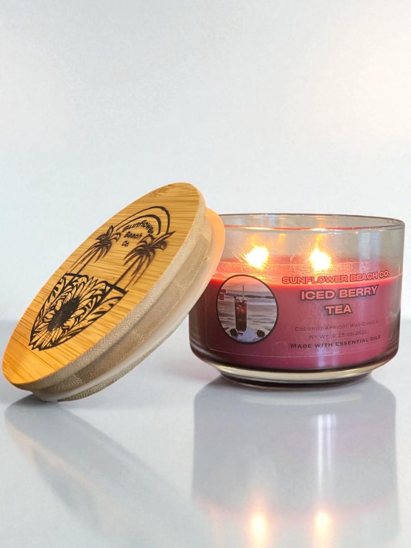Iced Berry Tea 3 Wick Candle - Fresh, Fruity Scent For Summer- Handmade Candle