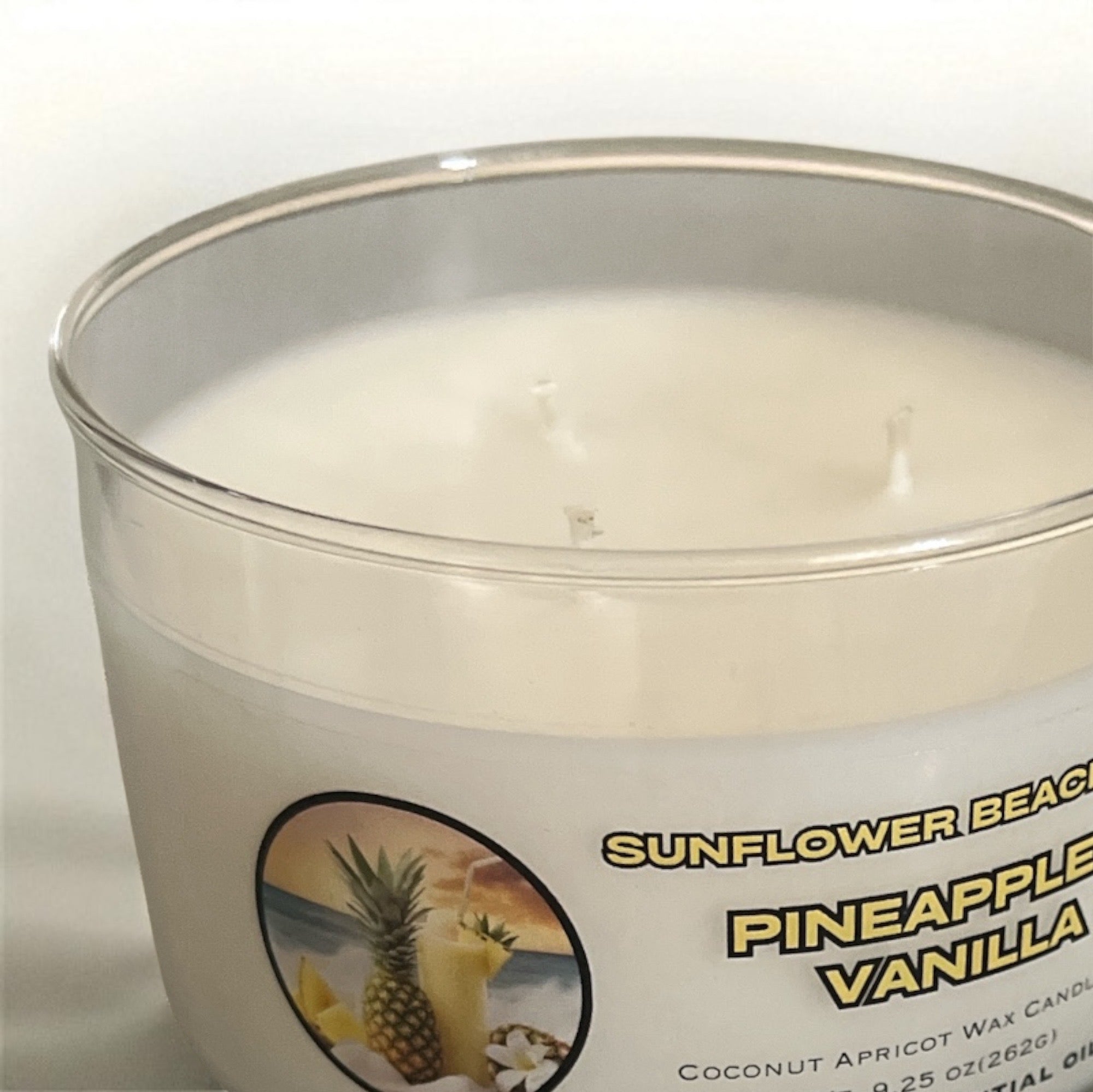 Pineapple Vanilla Luxury 3 Wick Candle - Tropical Candle, Strong Fragrance Throw