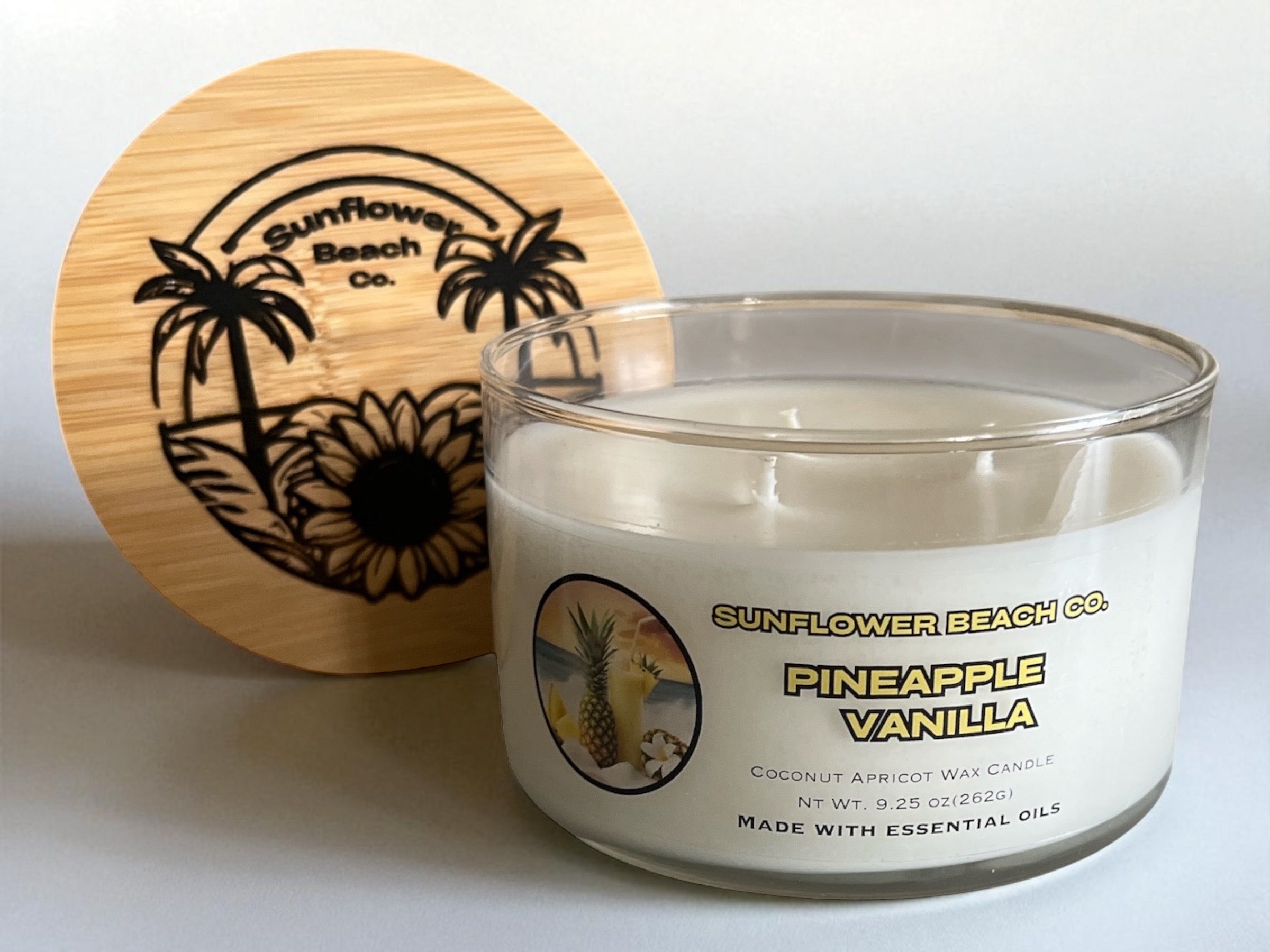 Pineapple Vanilla Luxury 3 Wick Candle - Tropical Candle, Strong Fragrance Throw