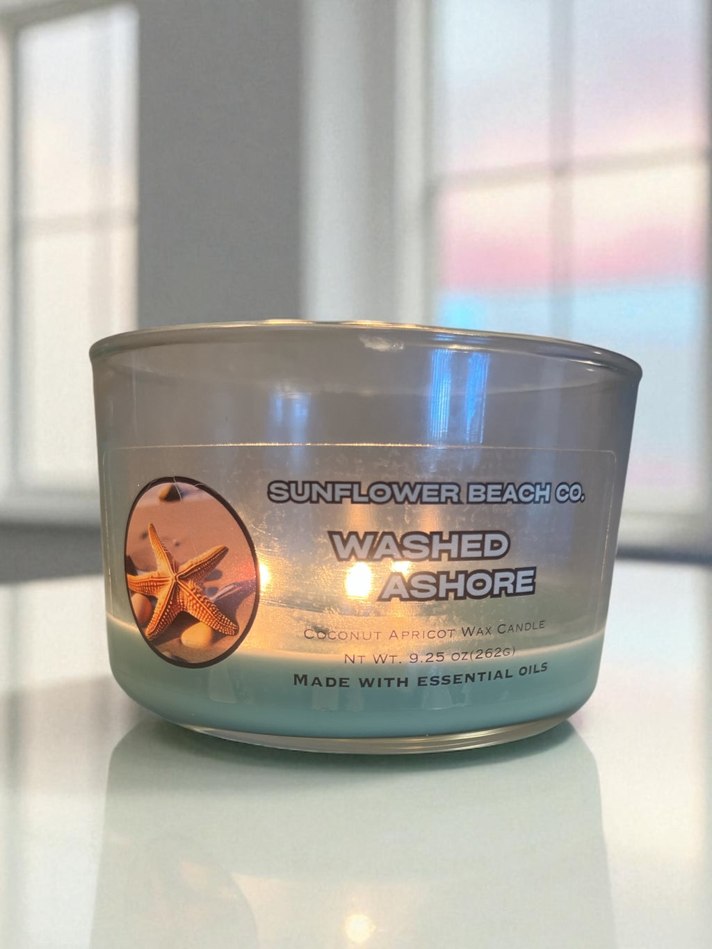 Washed Ashore 3 Wick Candle - Fresh, Ocean Scented Candle, Beach Candle Decor