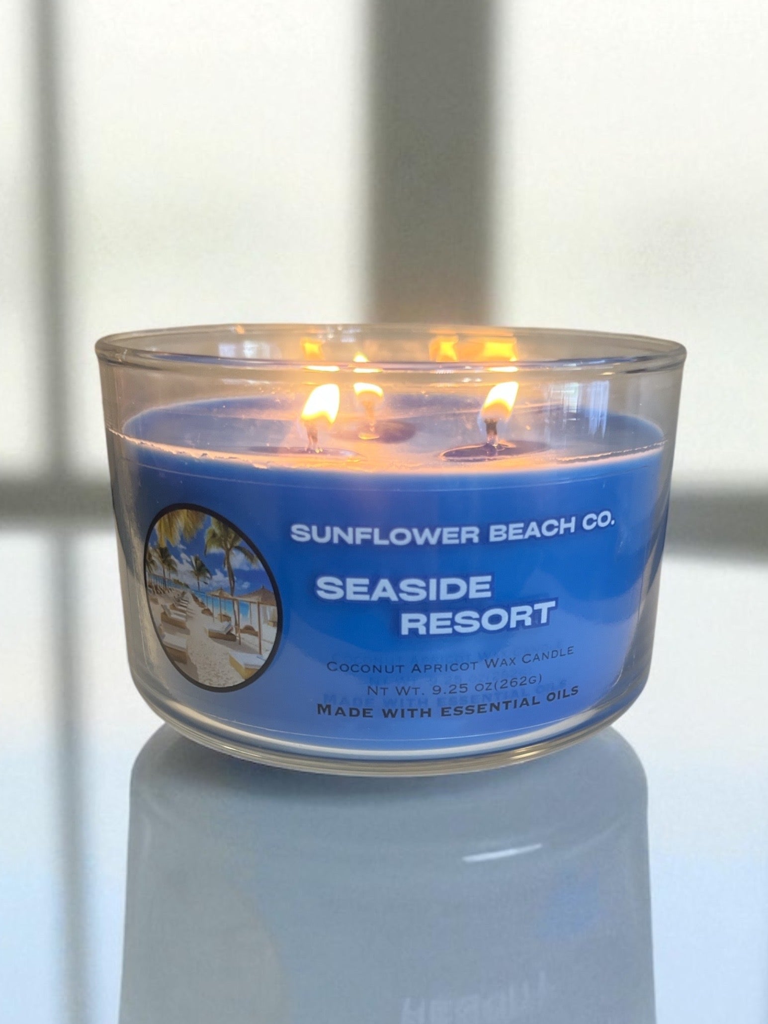 Seaside Resort 3 Wick Candle - Fresh, Ocean Scented Candle, Beach Candle Decor