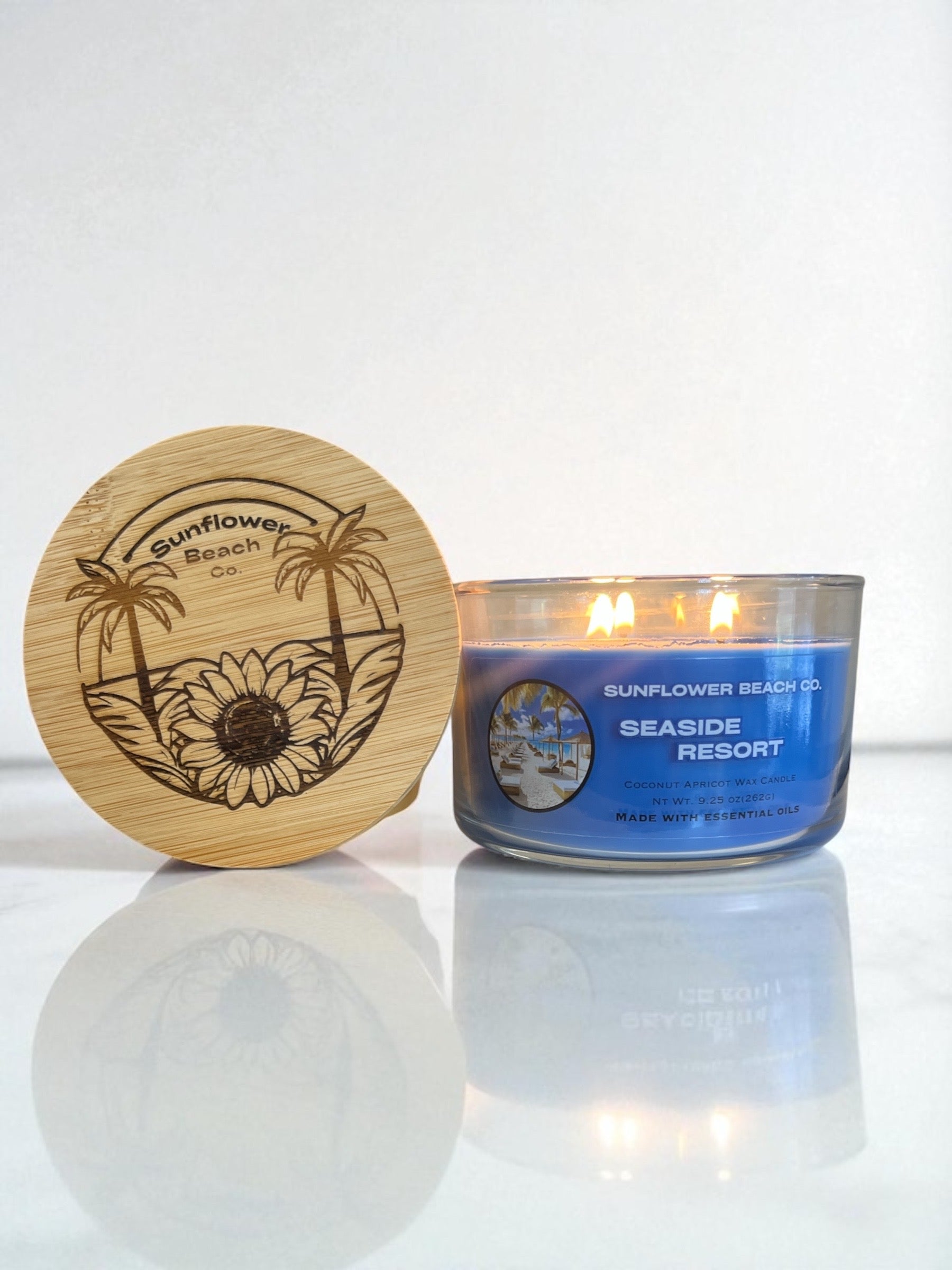 Seaside Resort 3 Wick Candle - Fresh, Ocean Scented Candle, Beach Candle Decor