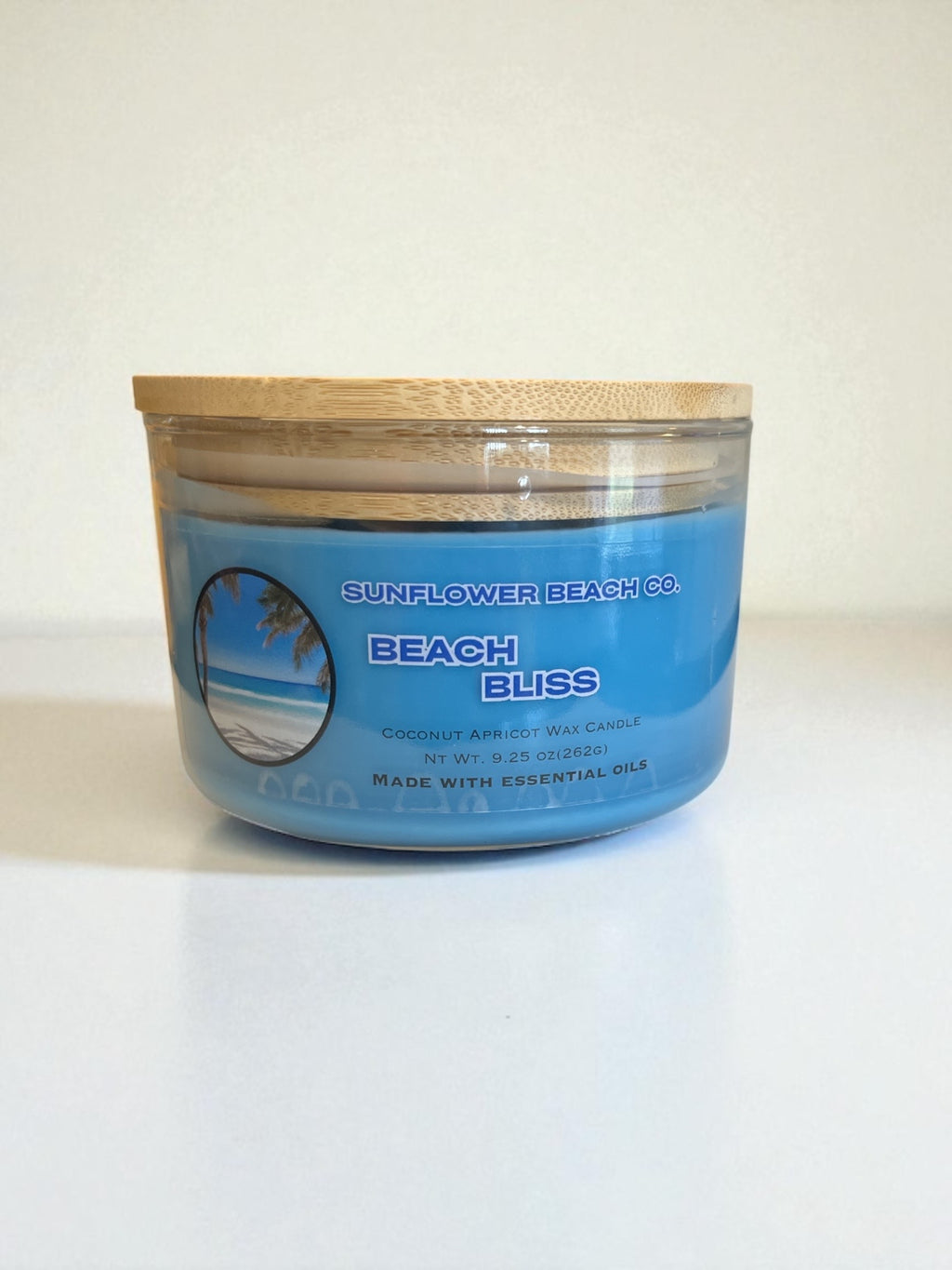 Beach Bliss 3 Wick Candle - Fresh, Tropical Scented Candle, Beach Candle Decor