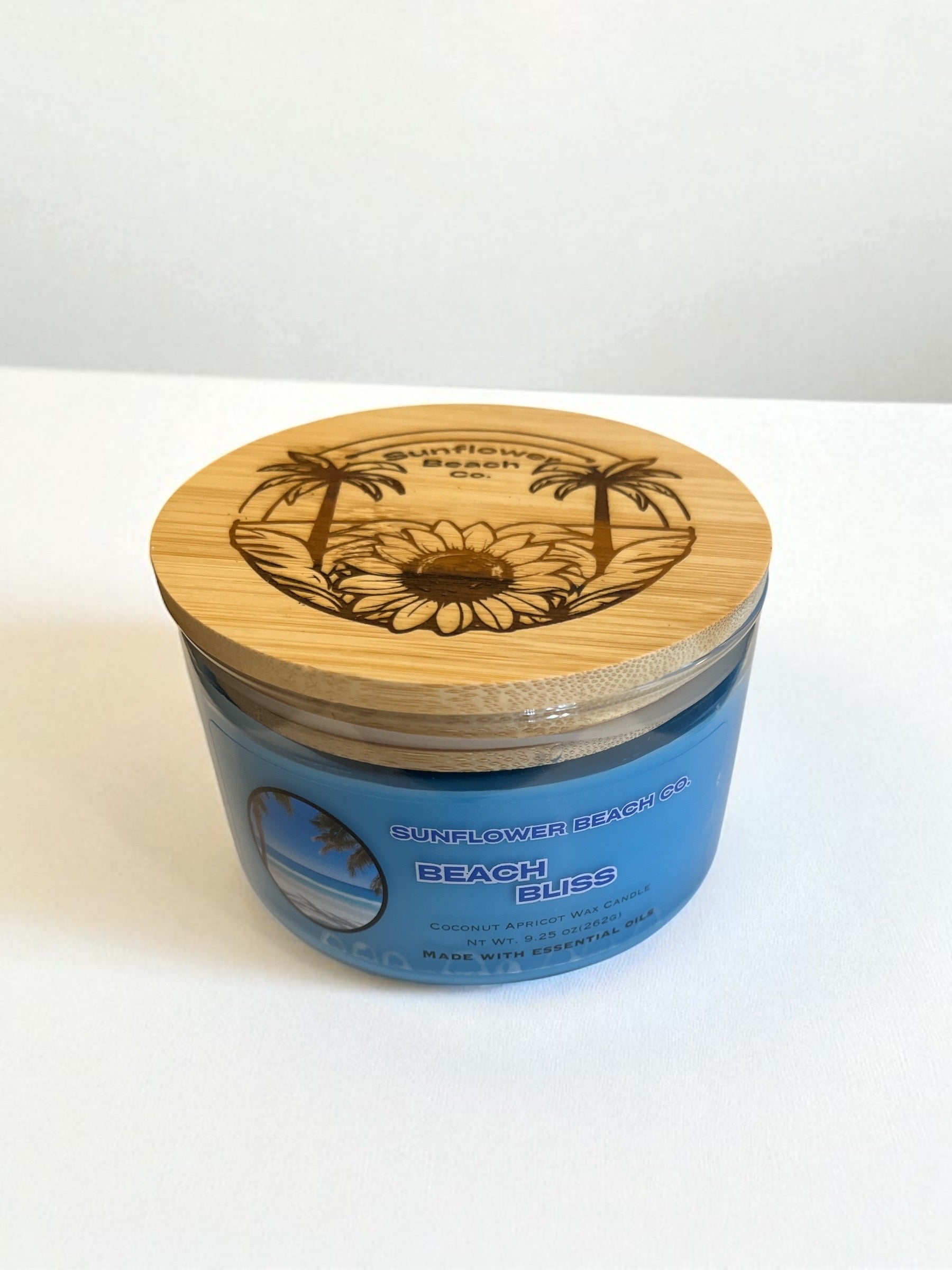 Beach Bliss 3 Wick Candle - Fresh, Tropical Scented Candle, Beach Candle Decor