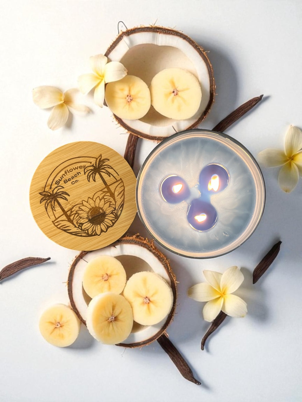 Beach Bliss 3 Wick Candle - Fresh, Tropical Scented Candle, Beach Candle Decor