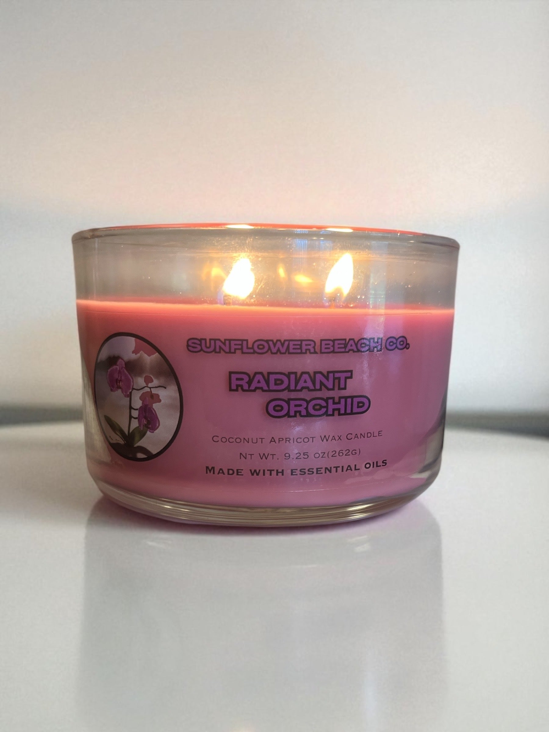 Radiant Orchid 3 Wick Candle - Beach Florals, Luxury Candle