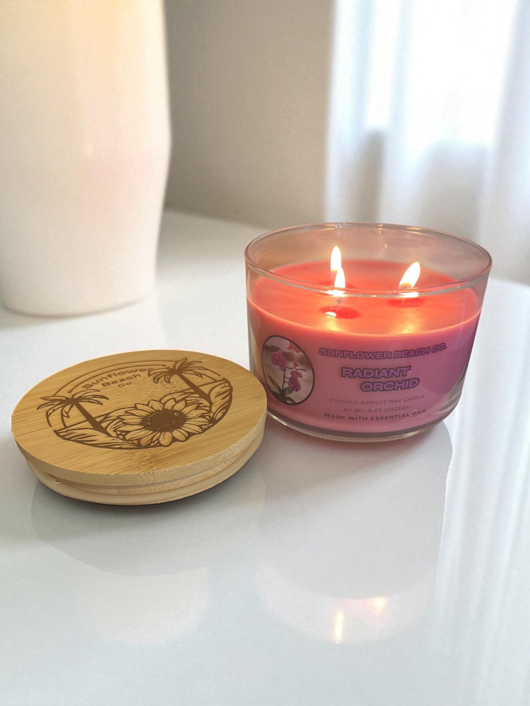 Radiant Orchid 3 Wick Candle - Beach Florals, Luxury Candle