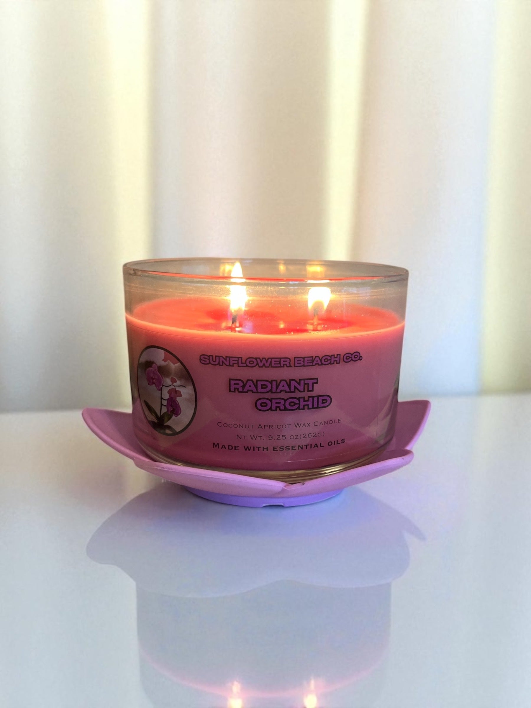 Radiant Orchid 3 Wick Candle - Beach Florals, Luxury Candle