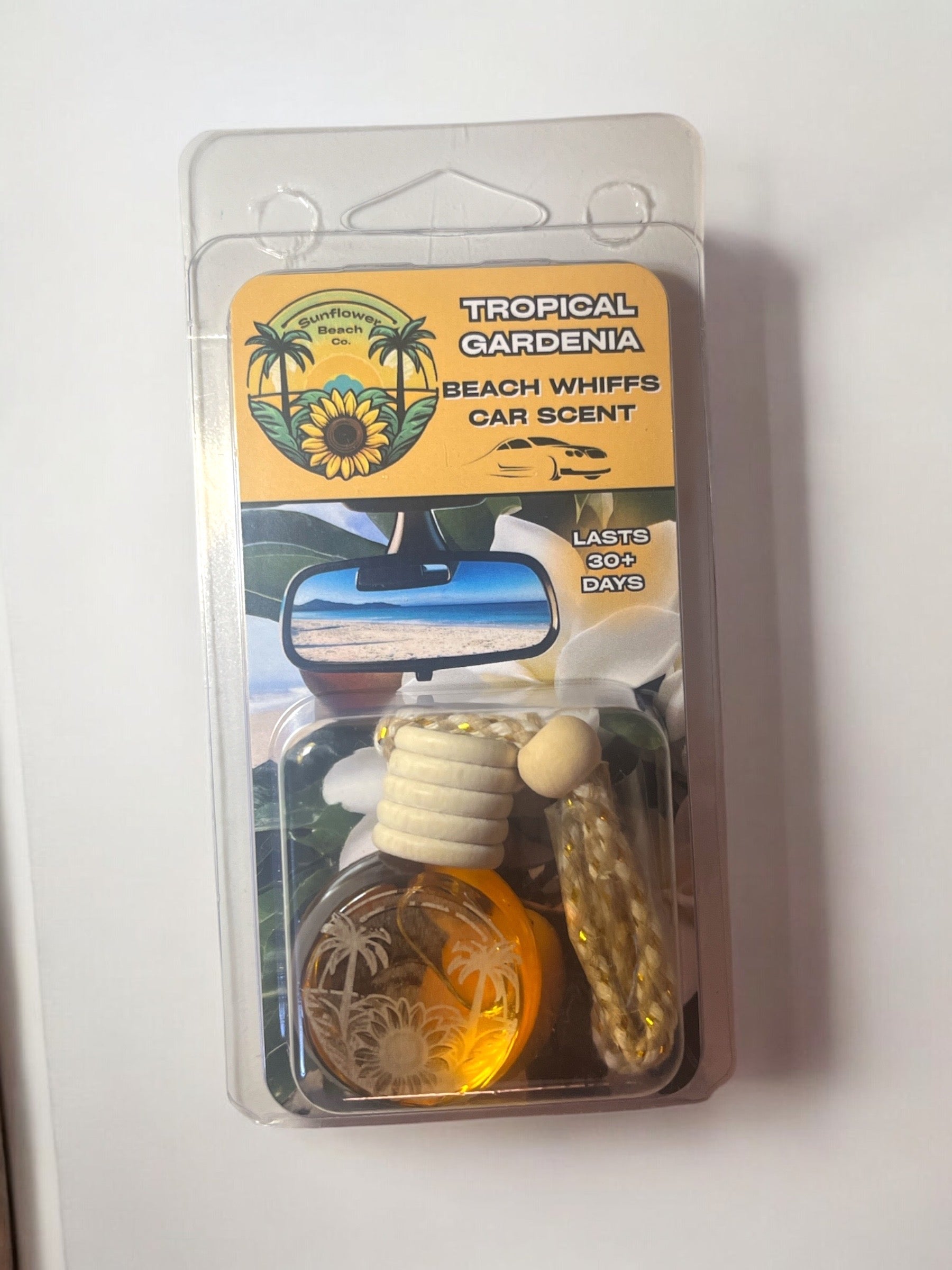 Car Air Freshener - Tropical Gardenia - Beach Whiffs™ Hanging Car Diffuser