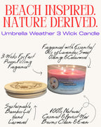 Umbrella Weather 3 Wick Candle - Fresh, Sunscreen Scented Candle , Handmade Candle