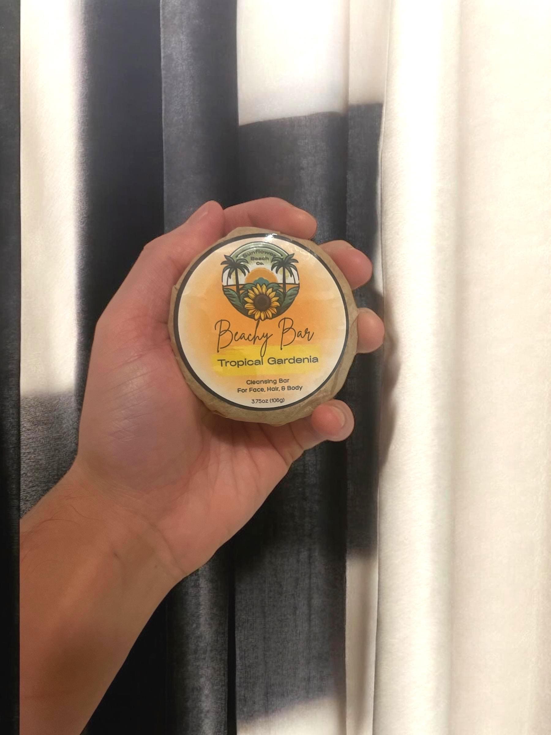 Handmade Soap - Tropical Gardenia - 3 in 1 - Face, Hair, Body Cleanser - Shampoo Bar